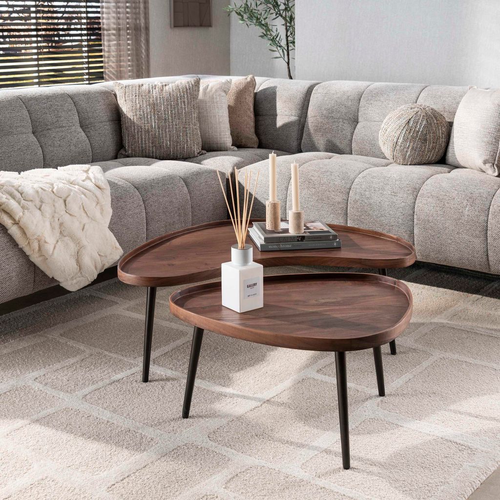 Couchtisch Carve Organic 2er Set Akazienholz
