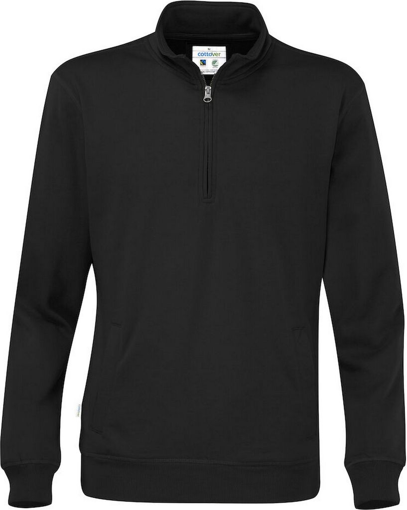 Cottover - Sweatshirt mit halbem Reißverschluss für Herren/Damen Uni UB513 (XL) (Schwarz)