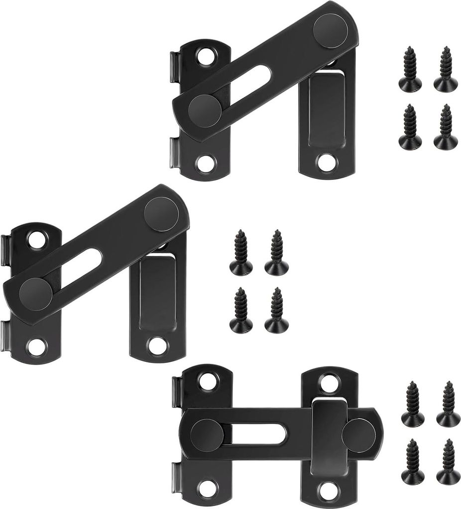 Schiebeschloss Türriegel, 6 Stück Edelstahl Riegelschloss Schwarz Flip Latch mit Fester Schraube Torriegel Schlossriegel Schieberiegel für Haus ...