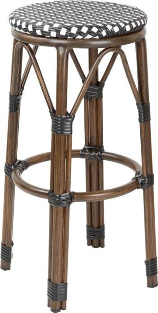 Bolero Pariser Stil PE Rattan Barhocker Schwarzer Punktmix (2 Stück)