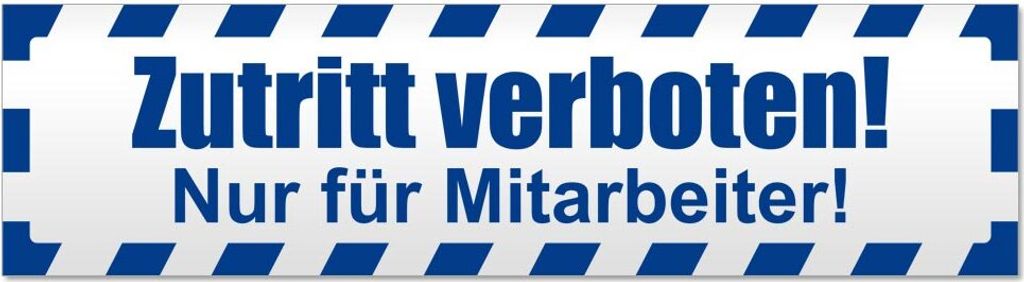 Zutritt verboten Mitarbeiter gestreift Magnetschild Schild magnetisch