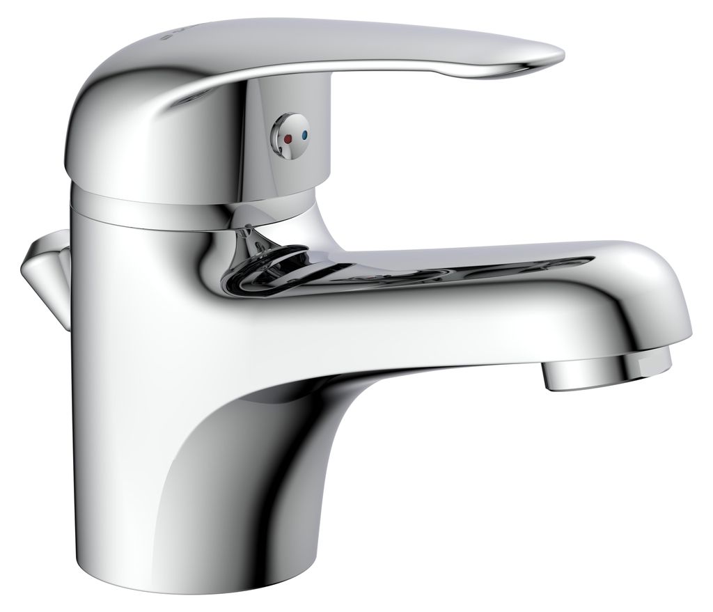 SCHÜTTE MAGNA, Waschtischarmatur mit Zugstange, Wasserhahn Bad mit Ablaufgarnitur, Chrom