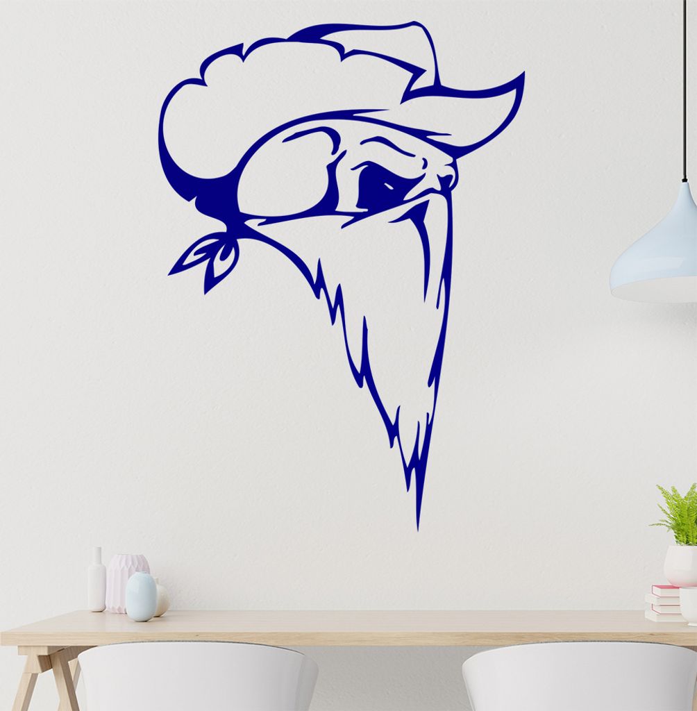 Western Schädel Wandtattoo in 6 Größen - Wandaufkleber Wall Sticker - Dekoration, Küche, Wohnzimmer, Schlafzimmer, Badezimmer