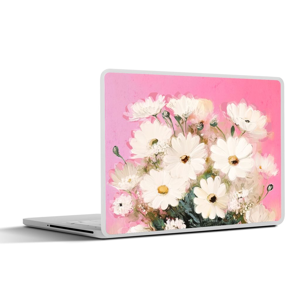 MuchoWow Laptop Aufkleber Sticker Cover Blumen - Vase - Pflanzen - Weiß 32.5x23.5 cm - Sticker für Laptop - Selbstklebend