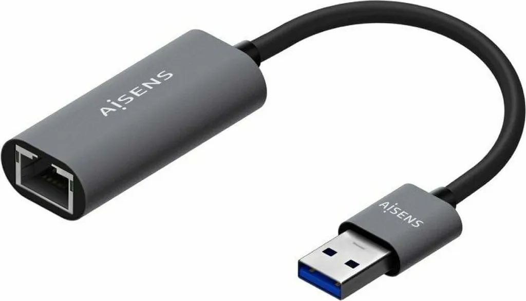 Adaptateur Ethernet USB Aisens A106-0708 - Design Compact Gris Aluminium