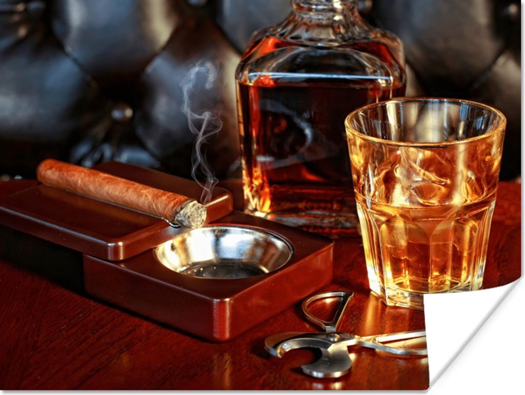 MuchoWow Poster Whiskey - Flasche - Karaffe 80x60 cm - Kunst für zu Hause