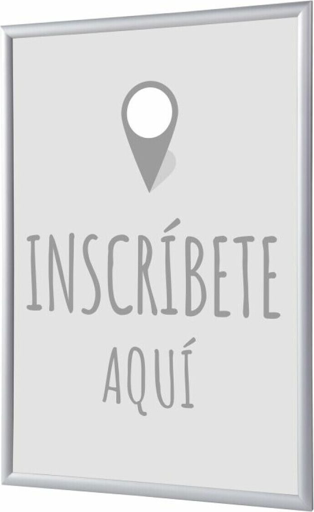 Showdown Klapprahmen - DIN A1 - Komplett-Set - Inscríbete Aquí Spanisch - Grau/Silber