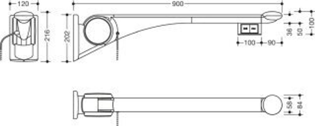 HEWI 802.50.45260 SD Stützklappgriff Premium,900 mm, li