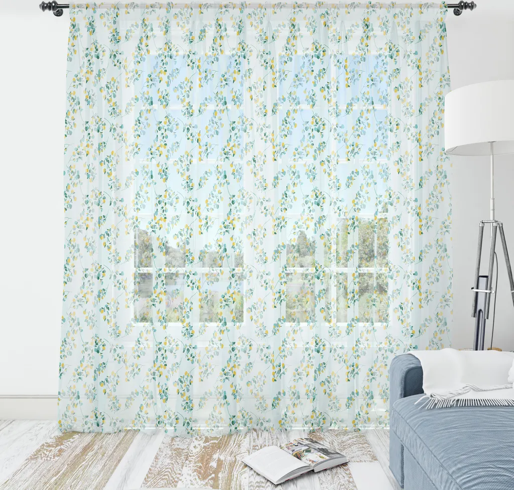 ABAKUHAUS Arazzo Floreale 274x274 - Raso Setoso Azzurro e Senape