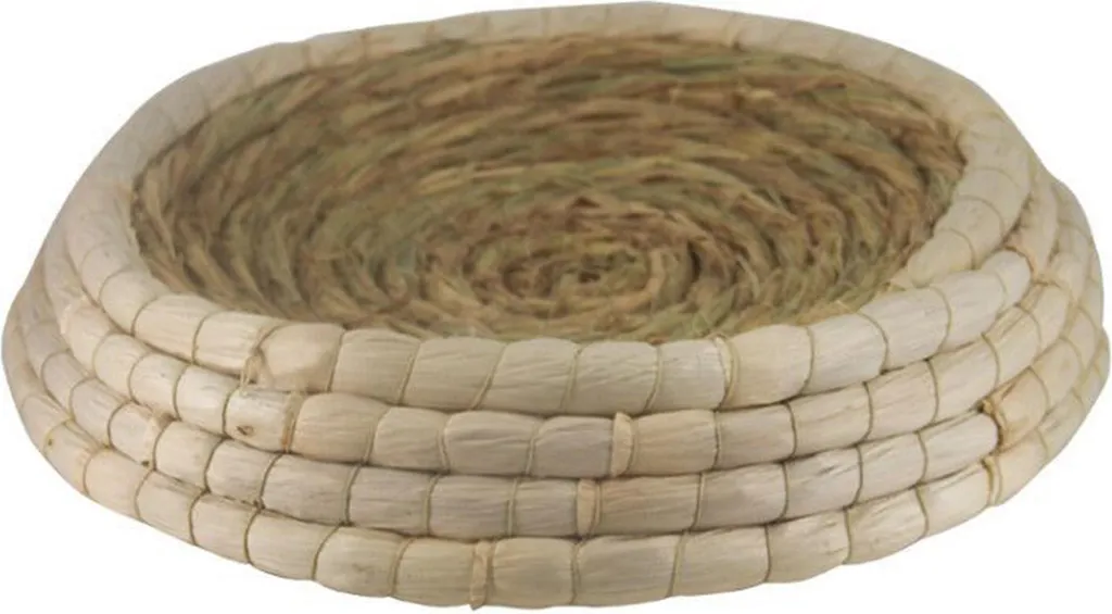 Lit chat en paille anti-odeur et respirant nid rond fait main 45 cm