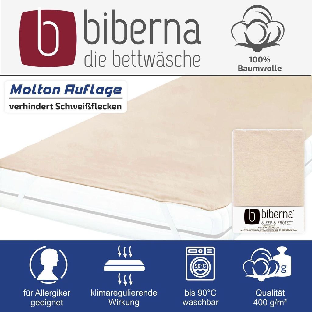 Biberna Premium Molton Auflagen. 100x200cm.  Produktbild 