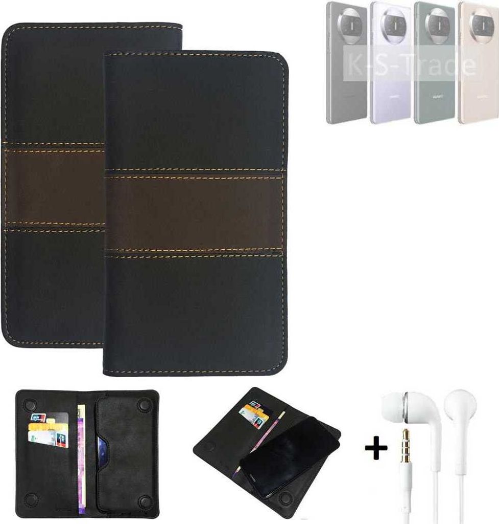 K-S-Trade Handyhülle + Kopfhörer kompatibel mit Huawei Mate X3 Schutzhülle Walletcase Bookstyle Tasche Schutz Case Hülle Wallet Cover Kunstleder