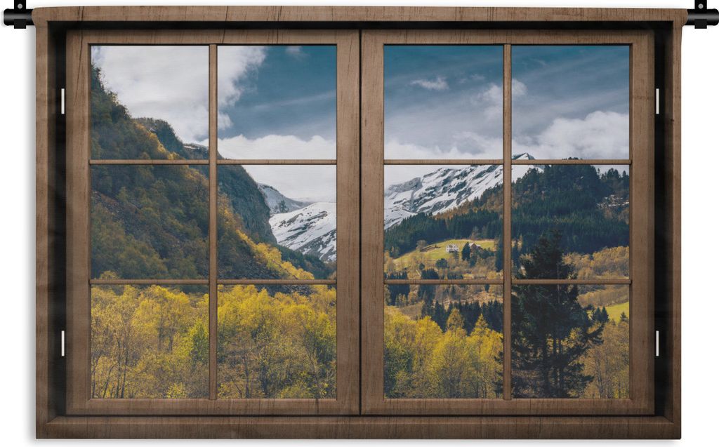 MuchoWow Wandteppich Wandbehang Aussicht - Schnee - Berg 120x80 cm Tapisserie Dekoration Wandtuch - Wanddekorationen - Wandtücher