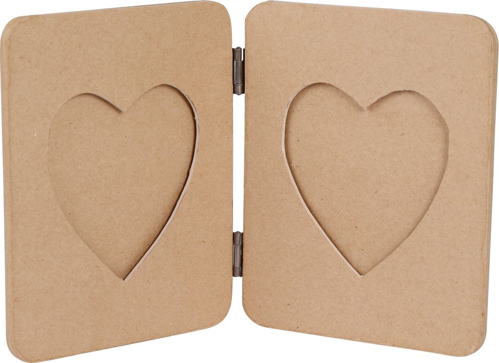 Décopatch Braunes Pappmaché, Doppelrahmen herzförmig - Kartonbraun CD030C