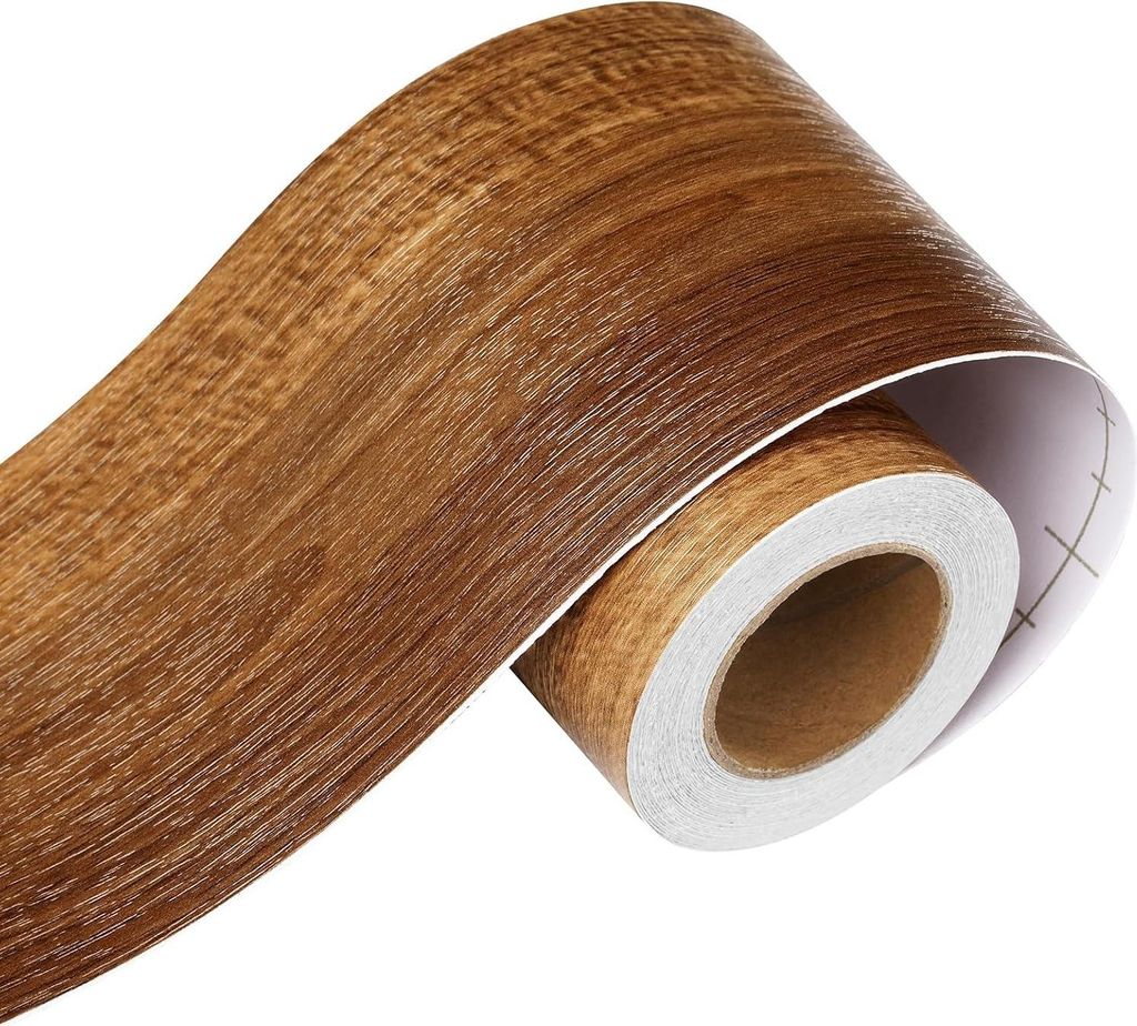 Selbstklebende Wandkante Holzoptik - 1 Stück - braun - 7,6 cm x 500 cm