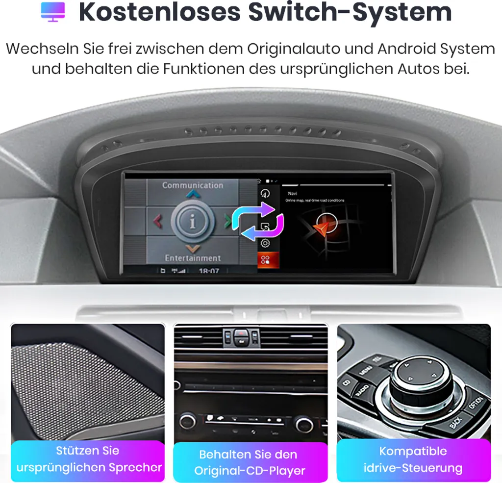 Autoradio Android Auto BMW Série 5 E90 E91 CCC avec Écran Tactile 8.8" - 8