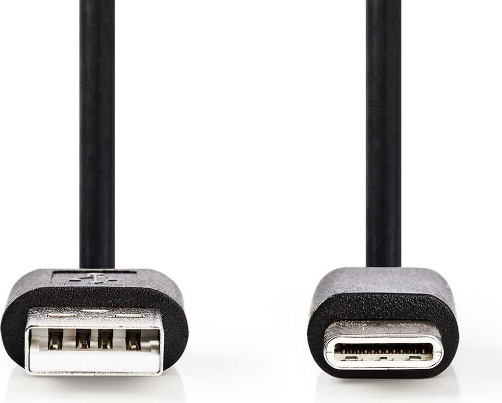 Nedis USB-Kabel - USB 2.0 - USB-A Stecker - USB-C Stecker - 5 W - 480 Mbps - Vernickelt - 1.00 m - Rund - PVC - Schwarz - Label