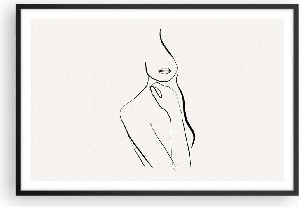 Gerahmtes Poster - Schwarzer Rahmen - Frau Skizze Zeichnung - 91,5x61 cm - Wand Bild - Wanddeko - Wandbilder - Kunstposter - Wandposter - Bilderrah...