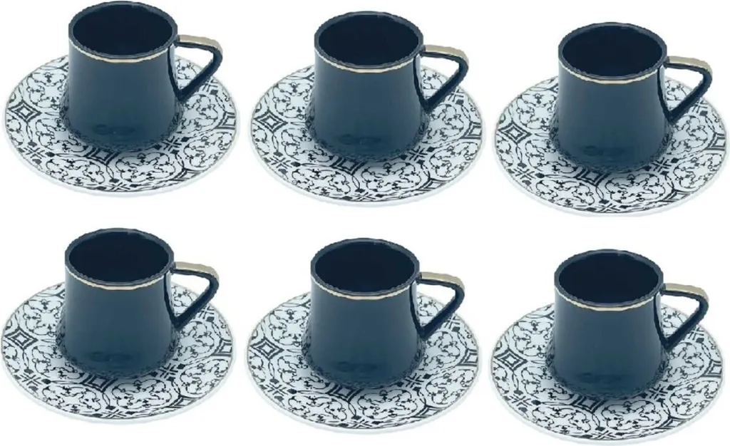 Service de tasses à café 12 pièces Chalisa 190ml Noir pour la Maison