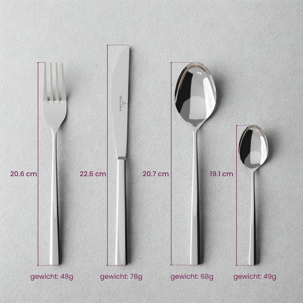 Villeroy & Boch La Classica Cutlery For Up To 6 People, 24 Pieces Stainless Steel 38 X 27 X 6 Cm