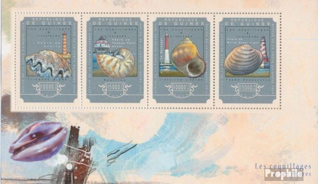 Briefmarken Guinea 2014 Mi 10792-10795 Kleinbogen (kompl. Ausgabe) postfrisch Muscheln und Leuchttürme