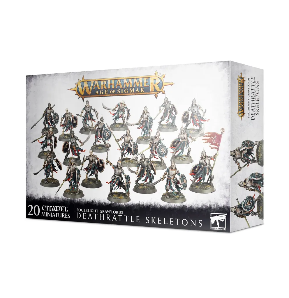 Figurines Deathrattle Skeletons Soulblight kit de 20 guerriers squelettes