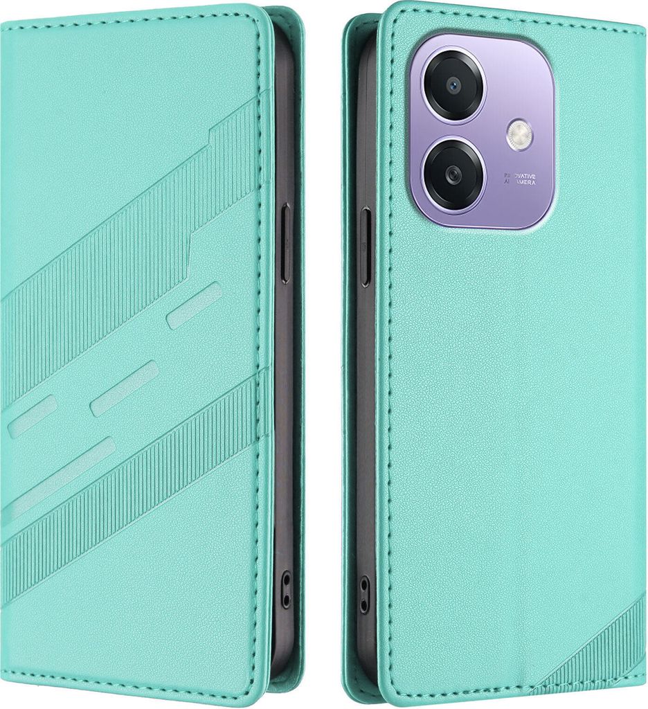 Hülle für Oppo A3 / A3X 5G/4G, Kunstleder Brieftaschen Handyhülle mit Kartenfach und Standfunktion Türkis