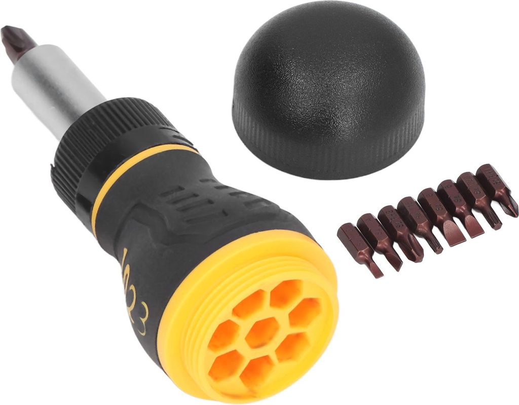 9-teiliges Ratschenschraubendreher-Set mit Magnetkopf, 3 Ratscheneinstellungen und Bits