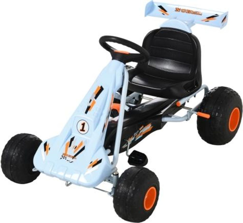 Hellblau Pedal Gokart Pedalfahrzeug ab 3 Jahre mit verstellbarem Sitz 97x66x59cm Metall