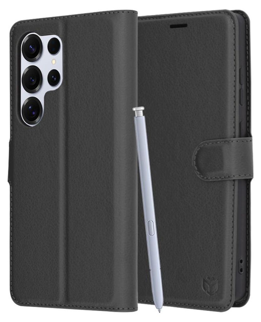Techsuit Leder Folio Book Wallet Klapphlle fr Samsung Galaxy S25 Ultra - Schwarz