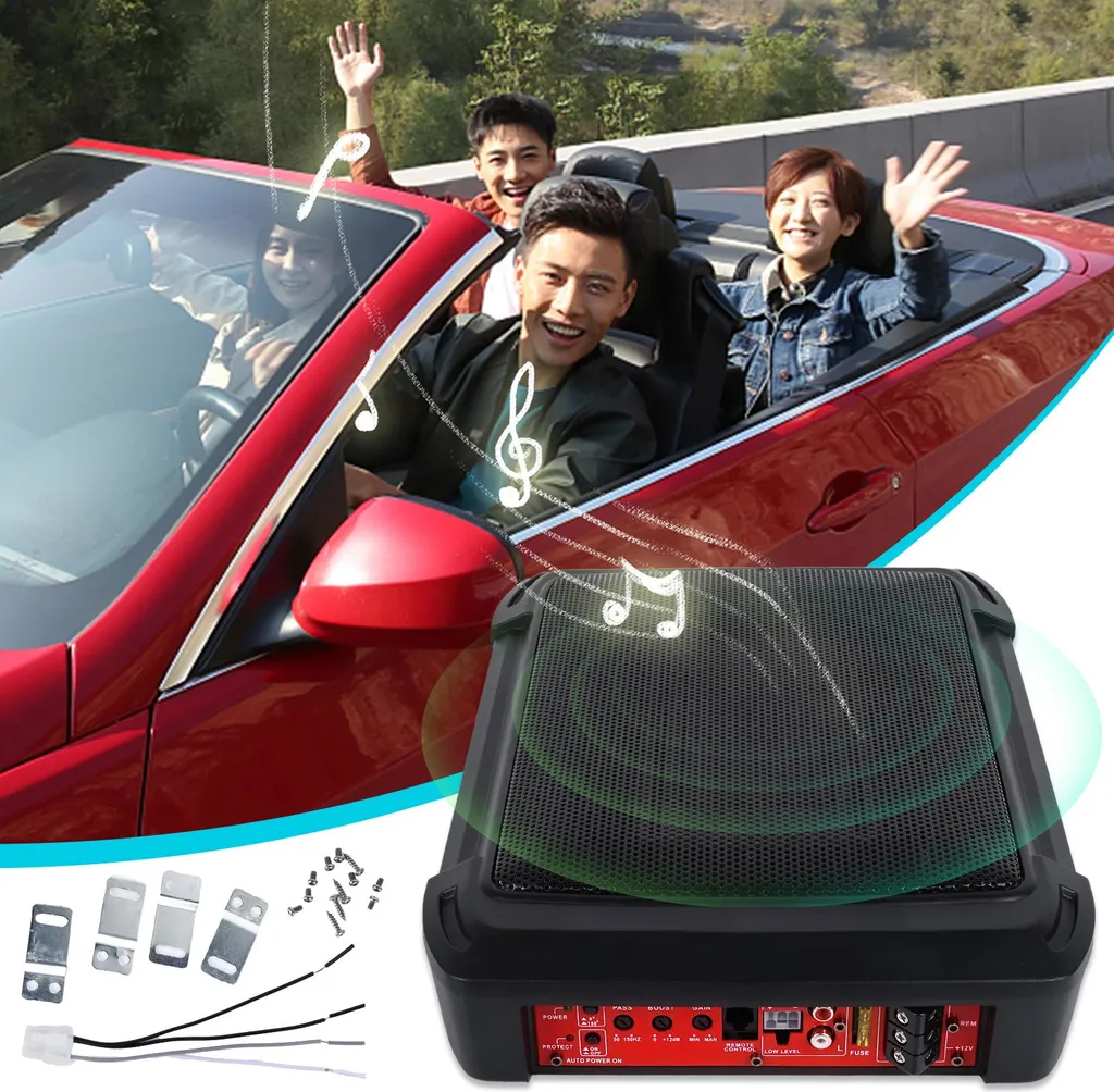 Subwoofer de Voiture 1000W - Caisson de Basses Compact 34,5x26x8 cm - 4