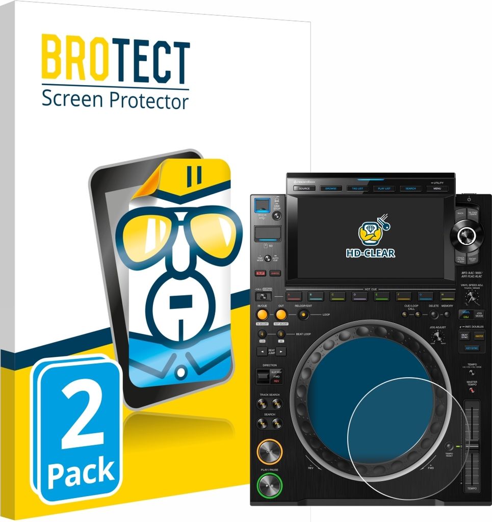 2x Für Pioneer CDJ 3000 (Kreis) Schutzfolie BROTECT Displayschutz Display Schutz Folie Klar Transparent
