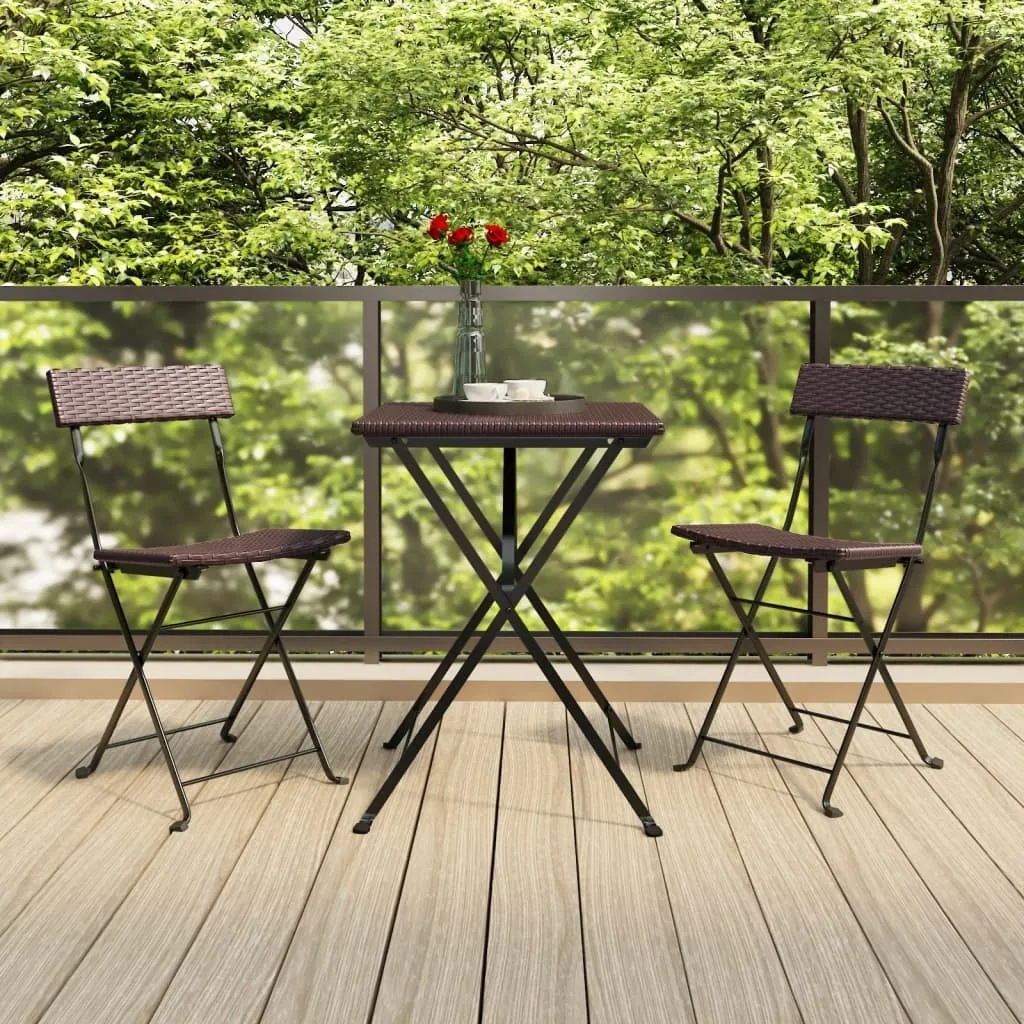 Set Sedie Bistrot Polirattan Pieghevoli - Arredo Esterno Trend