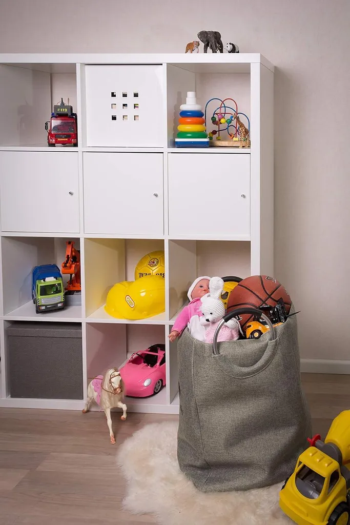 Panier à linge double compartiment pliable 60L en tissu gris robuste