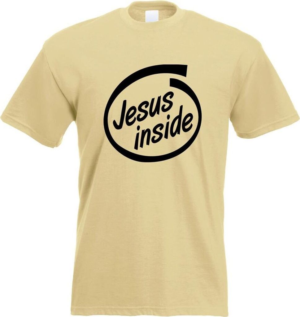 Kiwistar - T-Shirt - Khaki - Jesus Inside Auto Motiv Bedruckt Funshirt Design Print - mit Motiv Bedruckt - Funshirt Design - Sport - Freizeit - Her...