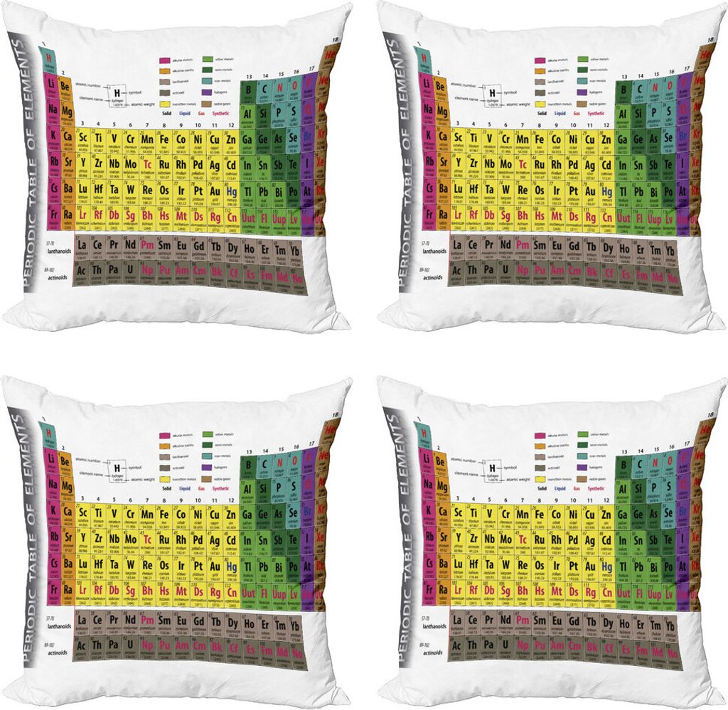 ABAKUHAUS Mauer Kissenbezug Set (4 Stück), Chemie Ausbildung, Moderner Doppelseitiger Digitaldruck, 60 cm x 60 cm, Mehrfarbig
