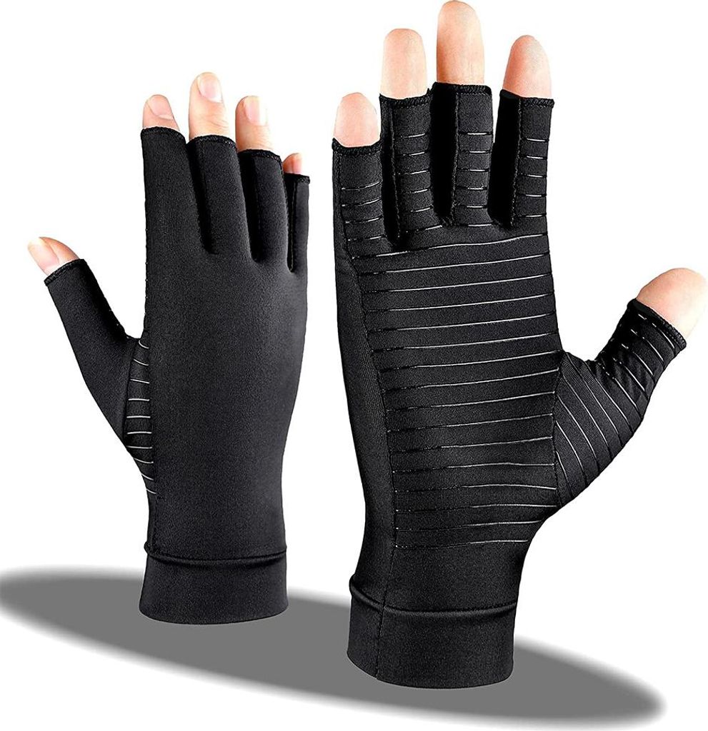 Kupfer-Arthritis-Kompressionshandschuhe für Damen und Herren, rheumatoide Arthritis, Schmerzlinderung, Schwellungen, fingerlose Kompressionshandsc...