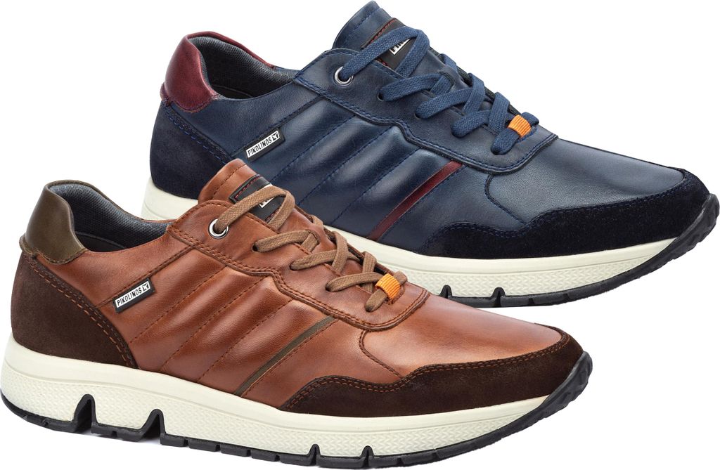 Pikolinos Herren Halbschuh Leder Schnürschuh gesteppt Ferrol M9U-6139C1, Größe:43 EU, Farbe:Blau