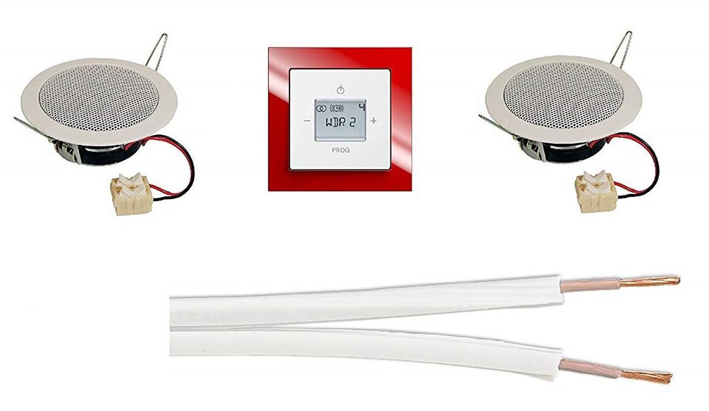 Busch Jäger Unterputz Digitalradio Unterputzradio 8215 U (8215U) axcent rot glänzend (Rahmen) und Future linear (Bedienteil) studioweiß glänzen...