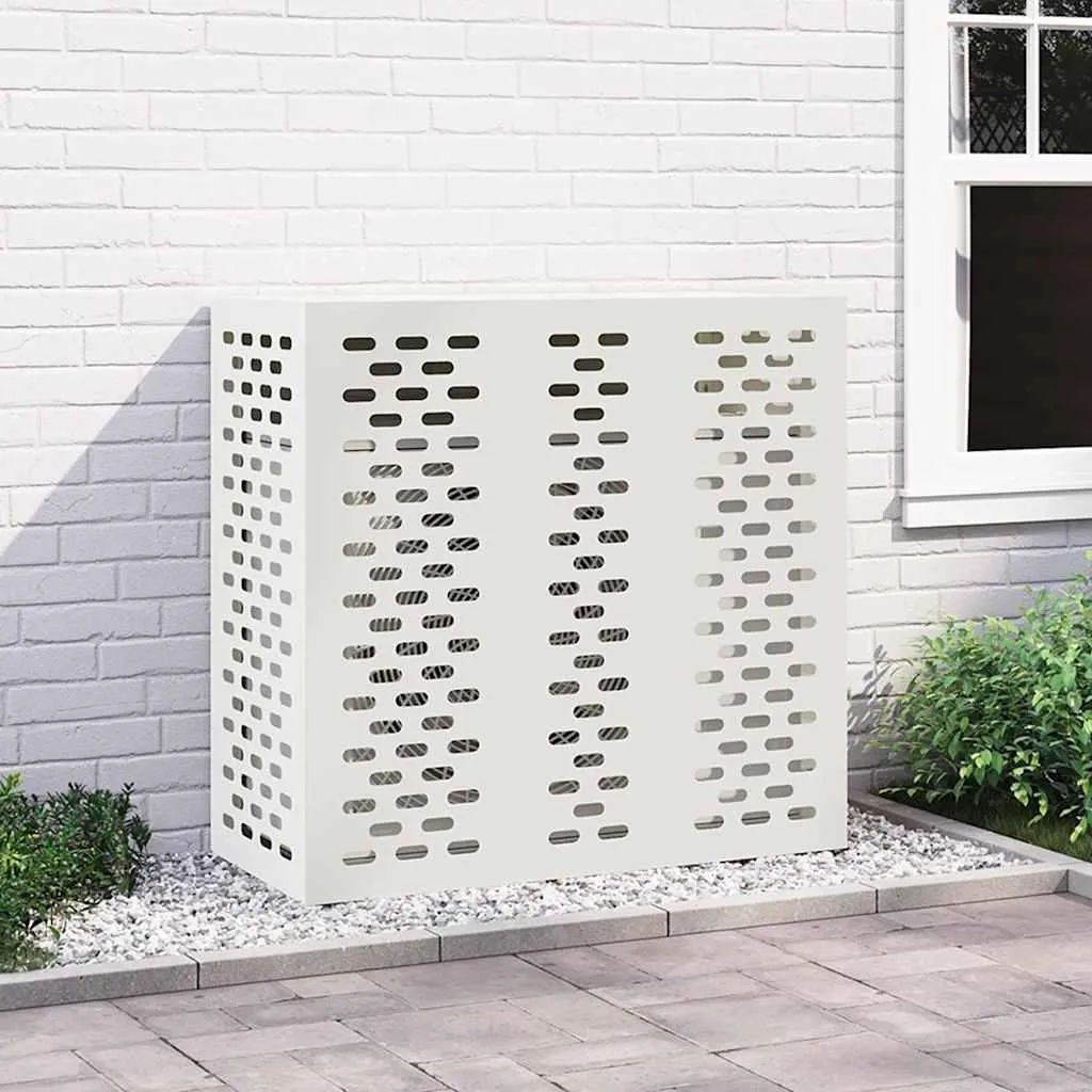 Cache clim en acier blanc résistant aux intempéries 110 x 50 x 105 cm