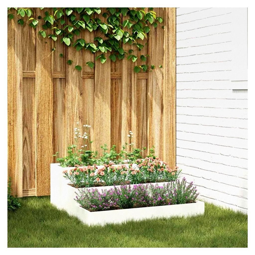 Garten-Pflanzgefäß Weiß 90 x 90 x 35 cm aus kaltgewalztem Stahl