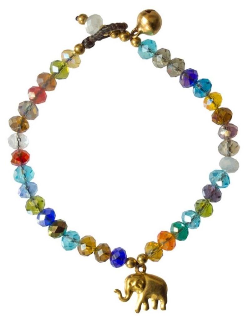 Armband "Elefant" mit 33 Glasperlen, bunt 18cm