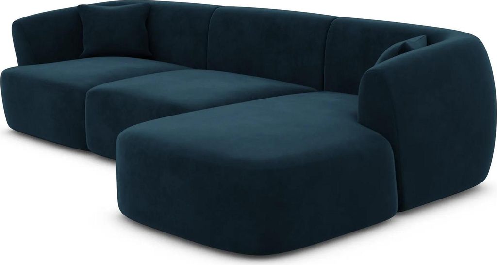 Samtstoff L-Form Sofa Elvira Mitternachtsblau Rechts