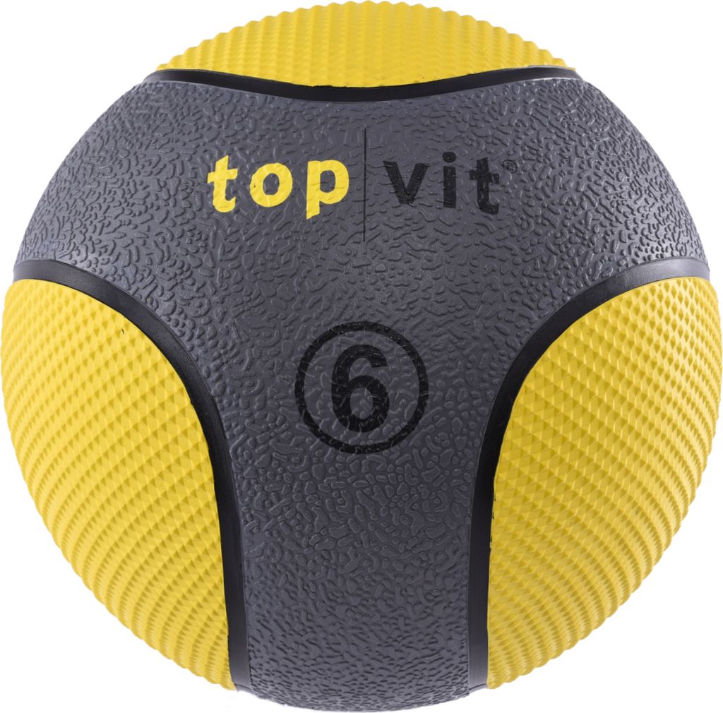 top | vit Medizinball, Slamball, Gewichtsball mit Gummioberfläche in Studio Qualität - 6kg, neongelb