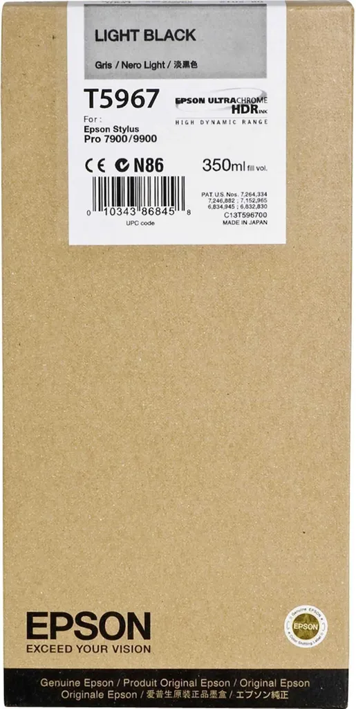 Cartouche d'encre Epson T5967 noir clair d'origine T596 de 350 ml