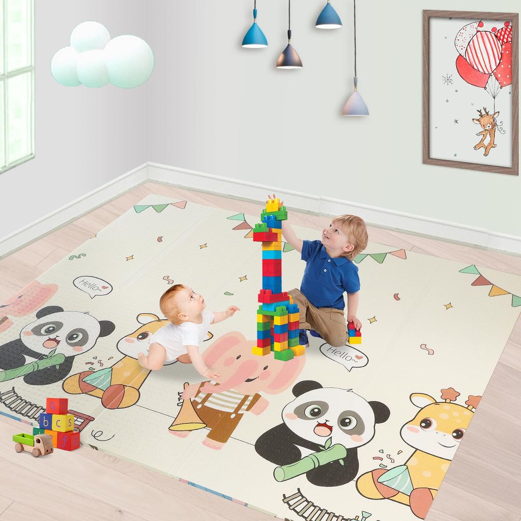 Krabbelmatte Baby Spielmatte Kinder 196x176x1cm Faltbar Produktbild 