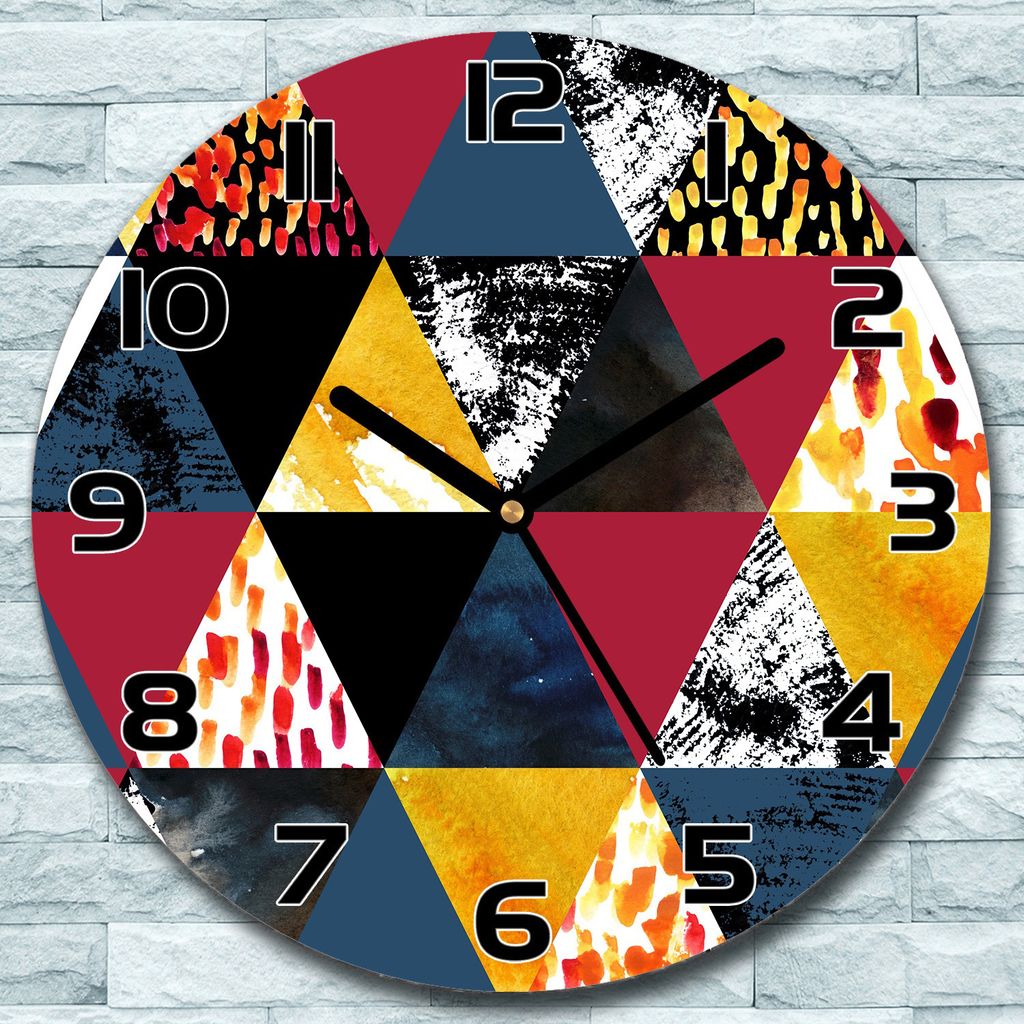 Wanduhr aus Glas Rund fi 30 Herbst Blau Orange Quarz Deko Schlafzimmer Büro