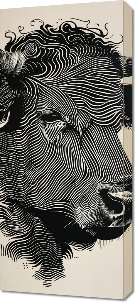 Image Taureau 40x90 cm Couleurs Vives - Déco murale pour murs vides