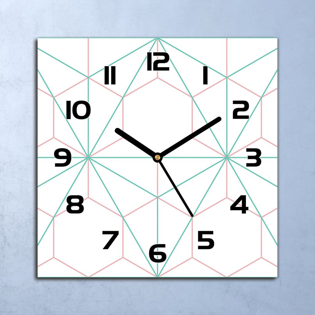 Wanduhr Echt-Glas-Küchenuhr Sechseck und Dreieck Quarz 30x30 Deko Bilder