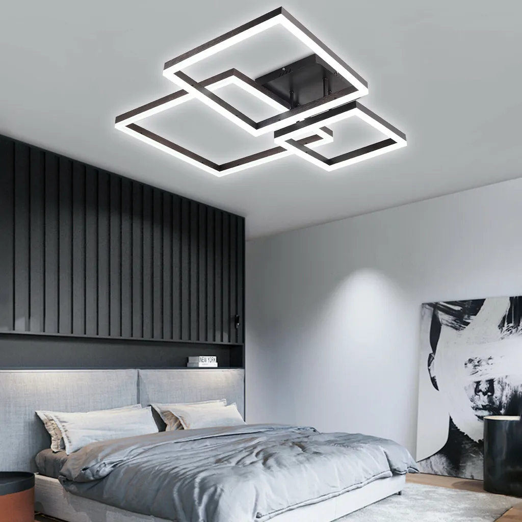 Plafonnier LED Créatif à Intensité Variable - Lustre Moderne 3 Carrés